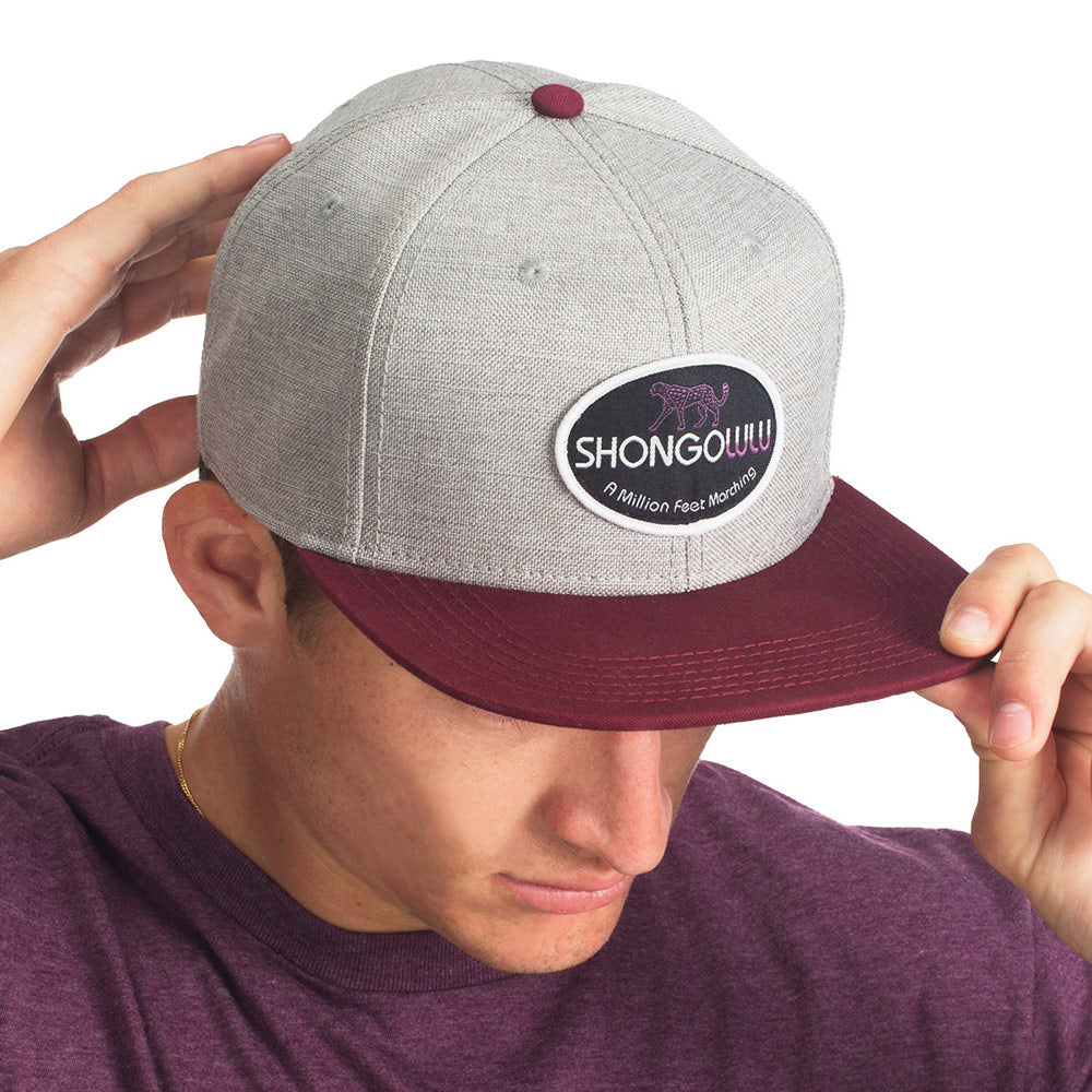 Shongolulu Flat Brim Baseball Cap in Purple Cheetah print