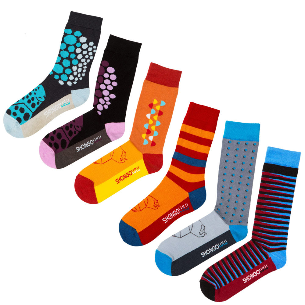 6-pack animal print sock collection of crew and tall socks