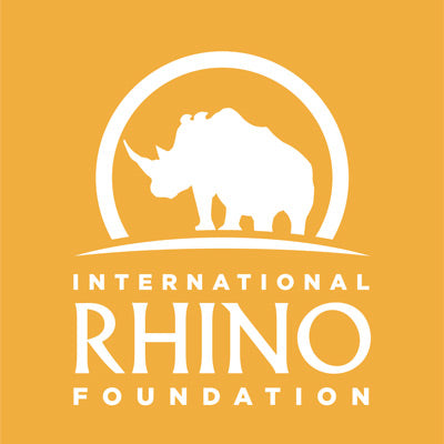 Logo of the International Rhino Foundation with a rhino silhouette