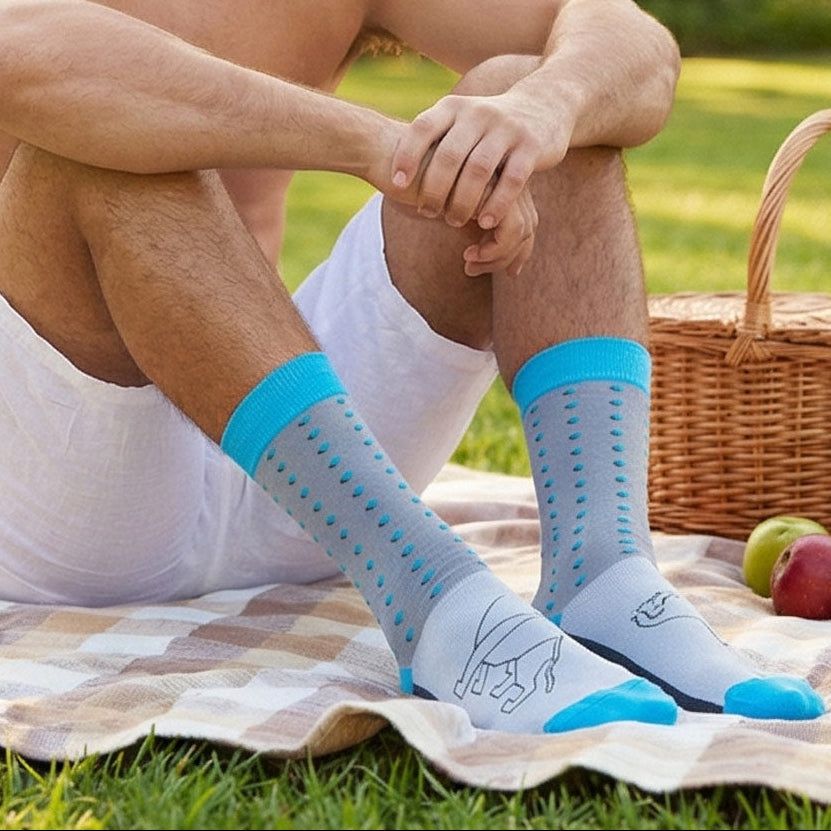 Shongolulu Lion Print blue grey socks