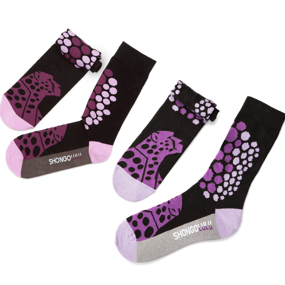 Tall & Crew Sock Set - Purple Cheetah Print