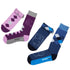 Crew & Tall Length Sock Set - Ellie the Elephant Print Purple & Blue Argyle