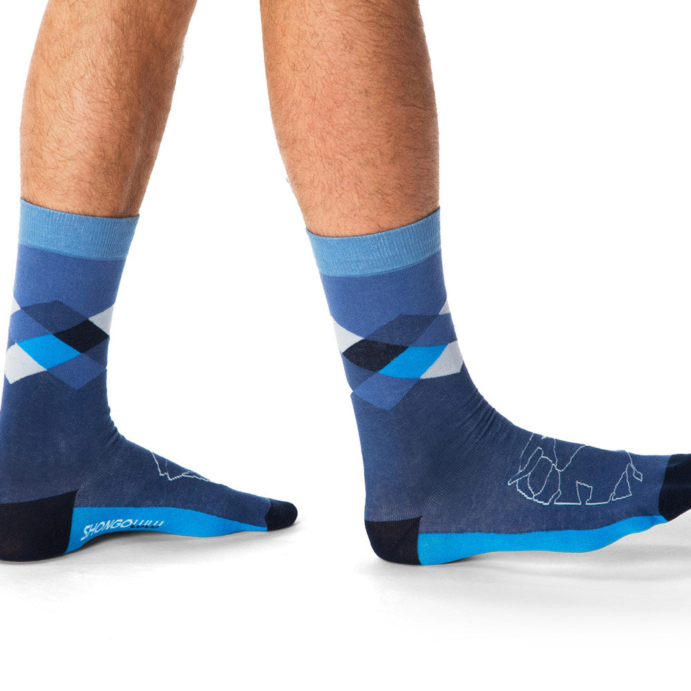 Elephant Blue Argyle Socks for Men & Boys