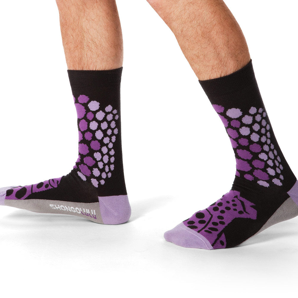 Cheetah Pattern Tall Socks in Purple & Black