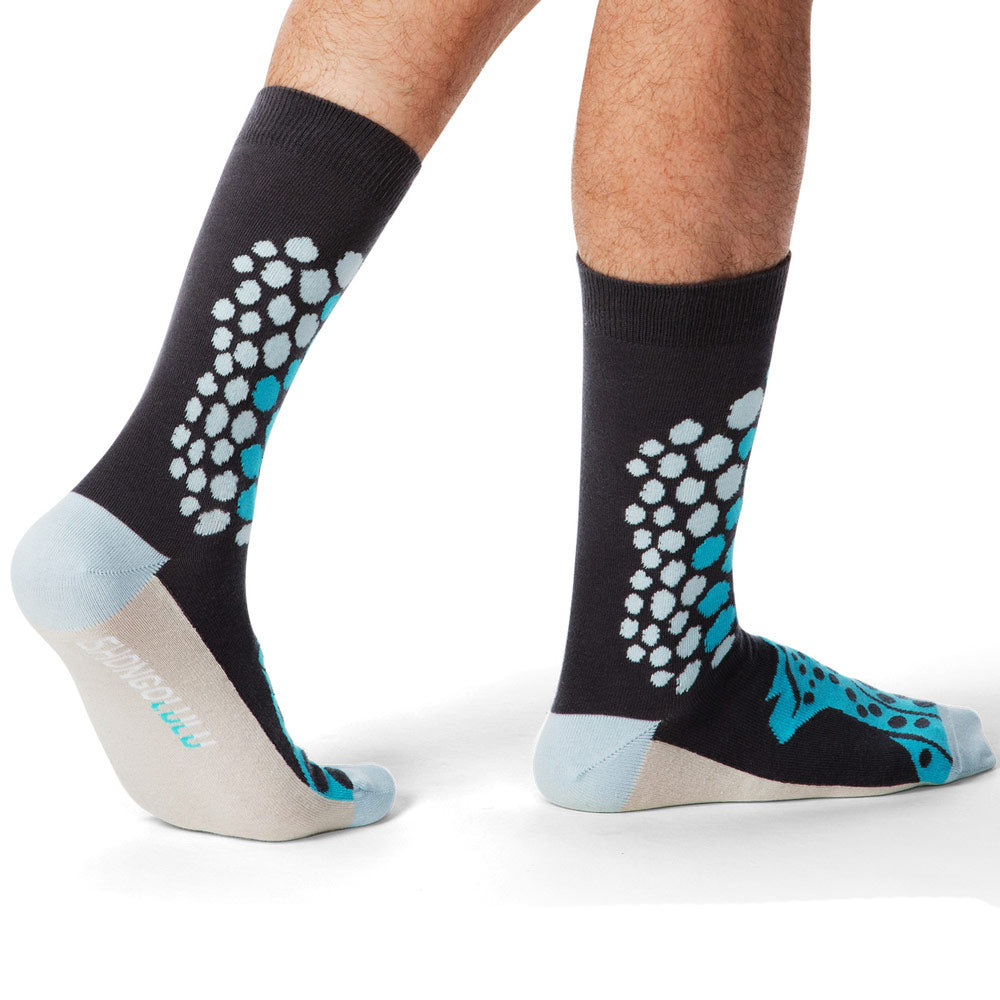 Cheetah Pattern Teal & Black Tall Socks - Shongolulu