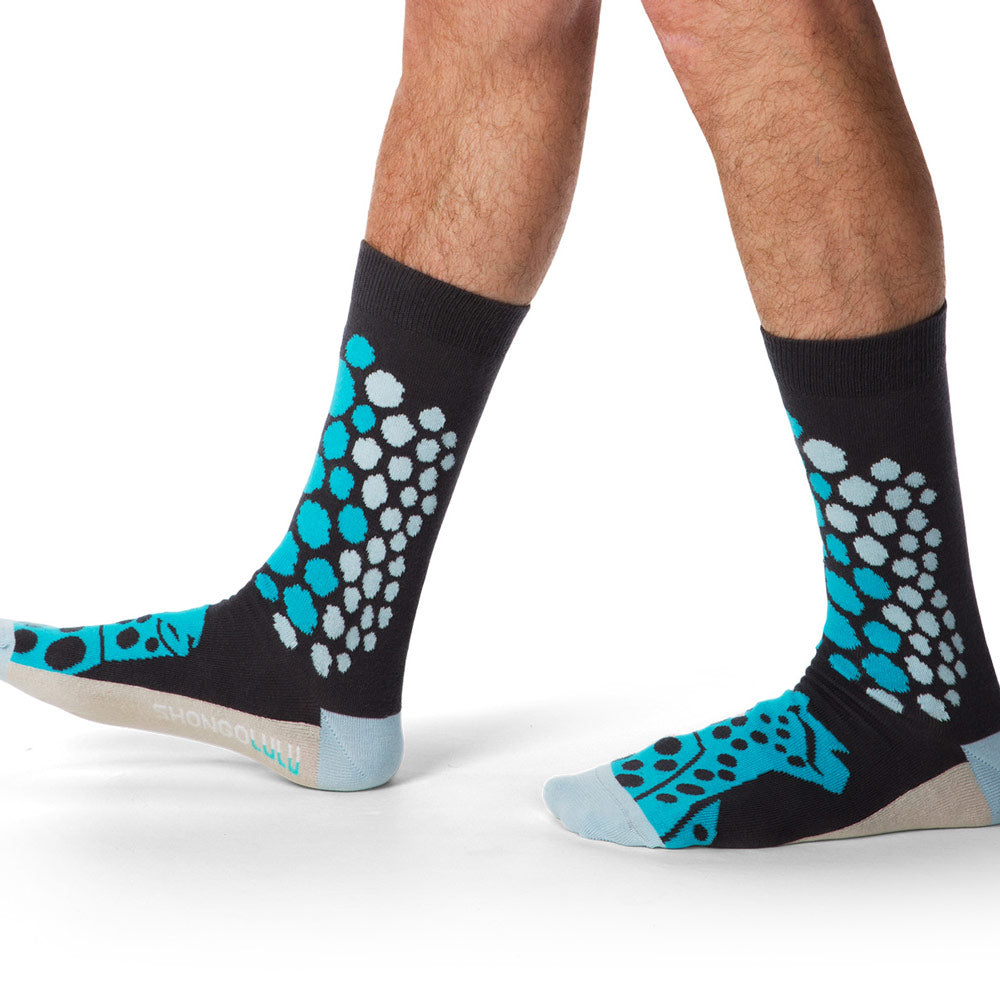 His & Hers Sock Set - Cheetah Print Teal -tall