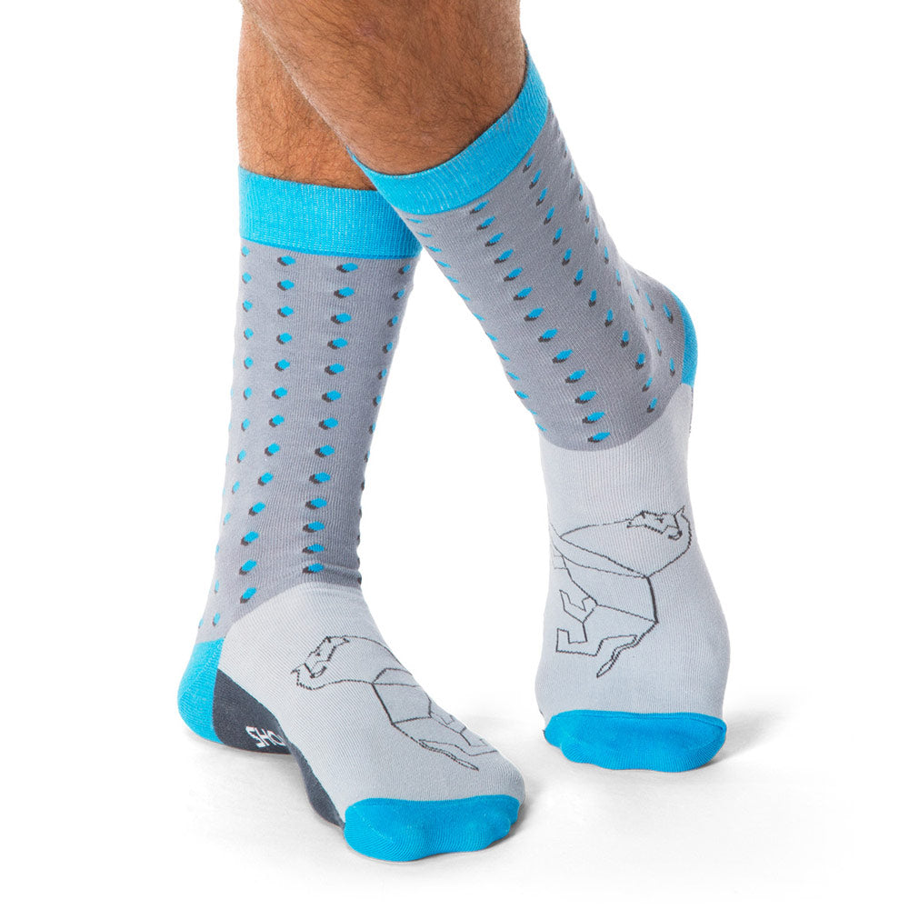 Lion Print Tall Length Socks in Blue & Grey - Shongolulu