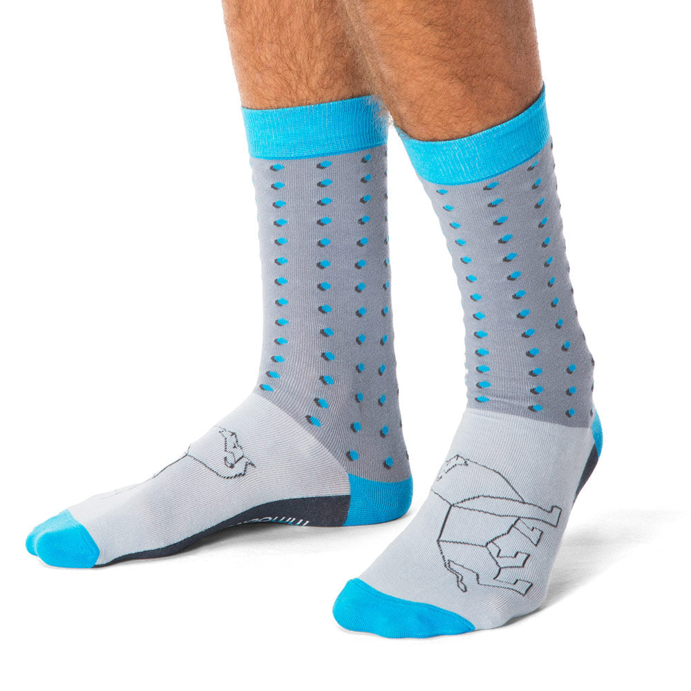 Lion Print Socks in Blue & Grey for Men & Boys