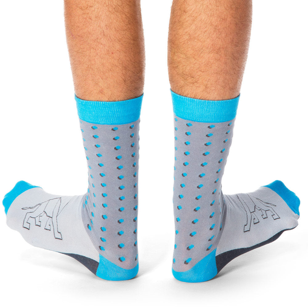 Lion Print Socks in Blue & Grey for Men & Boys