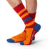 Lion Print Red, Orange & Blue Striped Socks tall