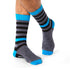 Blue black and grey striped rhino print socks for men & boys