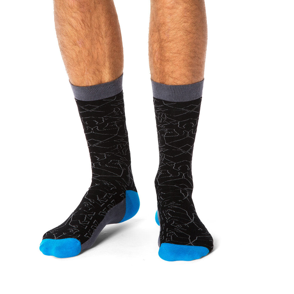 Black Rhino Print Pink & Black Argyle w Blue & Grey Tall & Crew Sock Set - Shongolulu