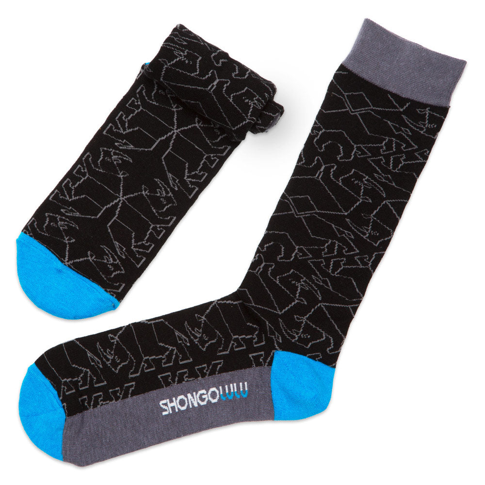 Rhino Pattern Grey & Blue Socks for Men & Boys