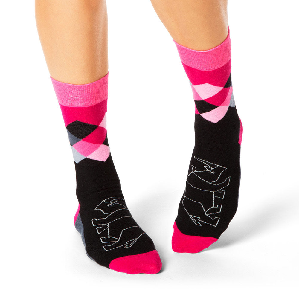black and pink dress socks Men's Black With Light Pink Houndstooth Pattern Mid-calf Dress Socks