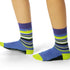 Rhino Print Purple, Neon Green, White & Black Stripe Crew Socks