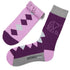 Ellie Purple Diamond Socks w Elephant Print for Women & Girls