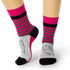 Ellie Pink & Black Stripes Elephant Print Crew Socks