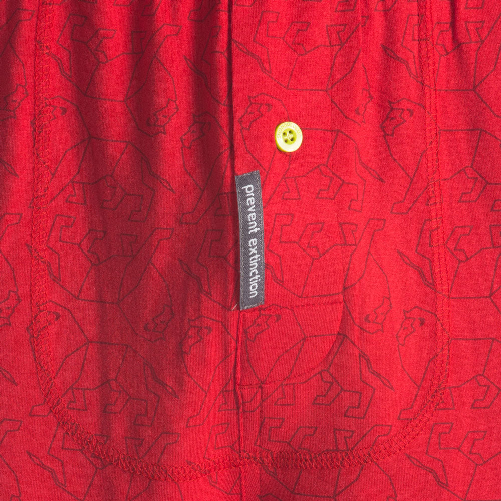 Lion print boxer shorts in red
