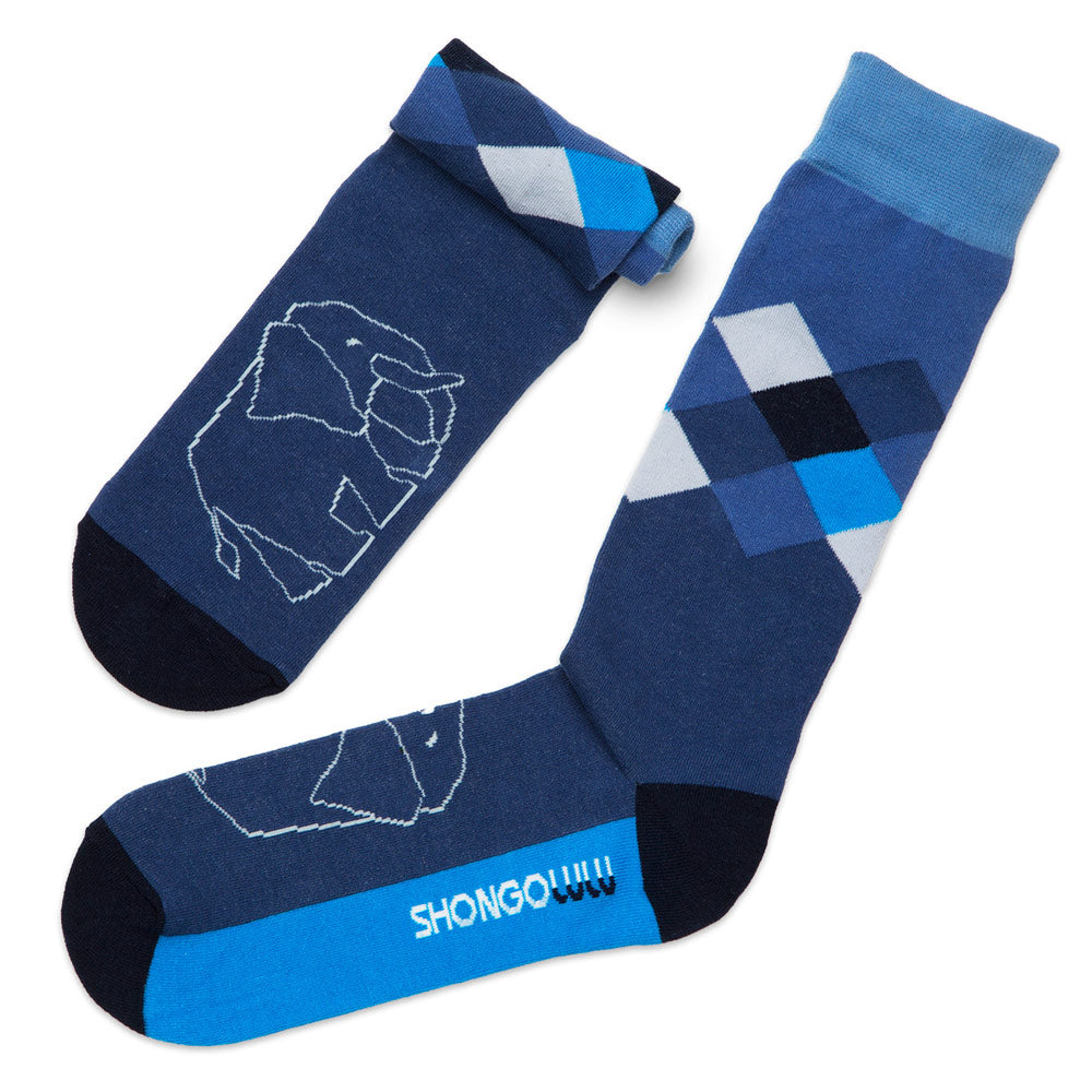 Elephant Blue Argyle Tall socks