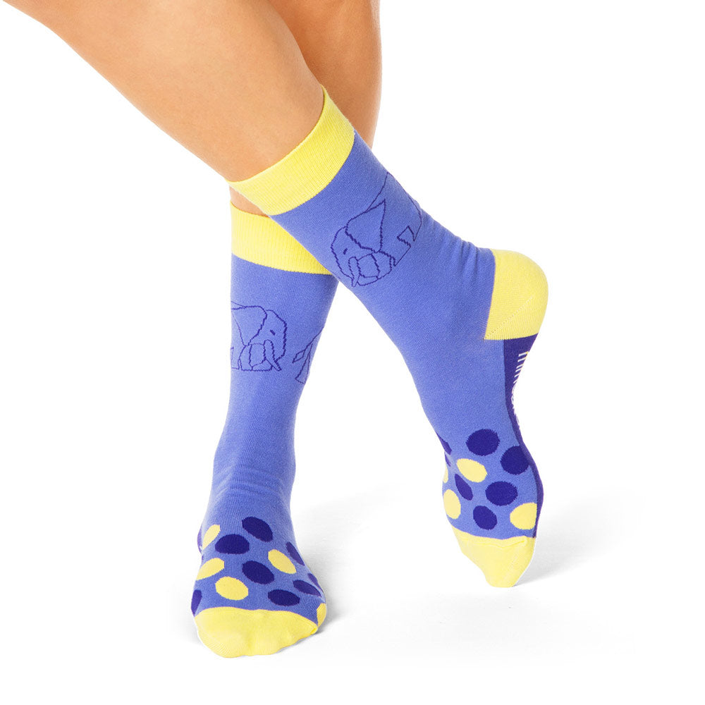 Elephant Blue & Yellow Spots Crew socks