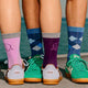 Shongolulu elephant print argyle socks in purple crew and blue tall