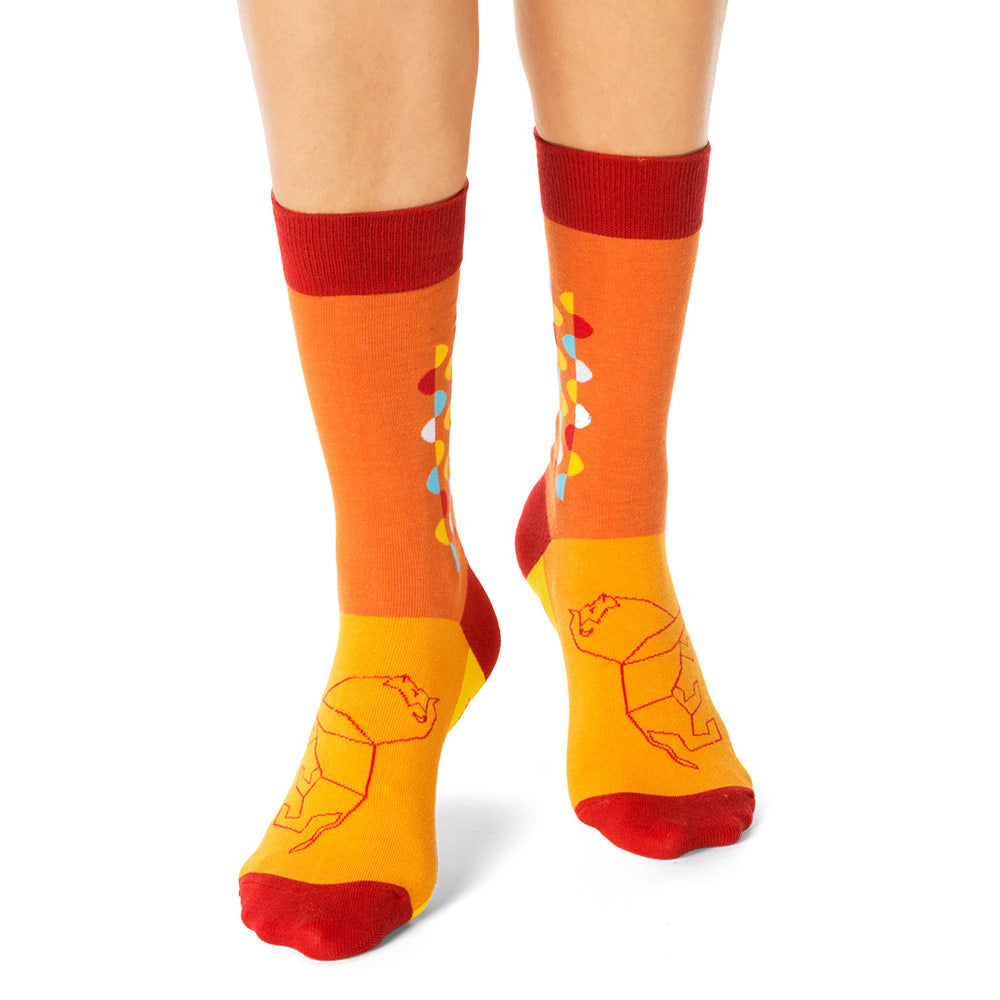 Lion Waves Red Orange & Yellow Crew socks