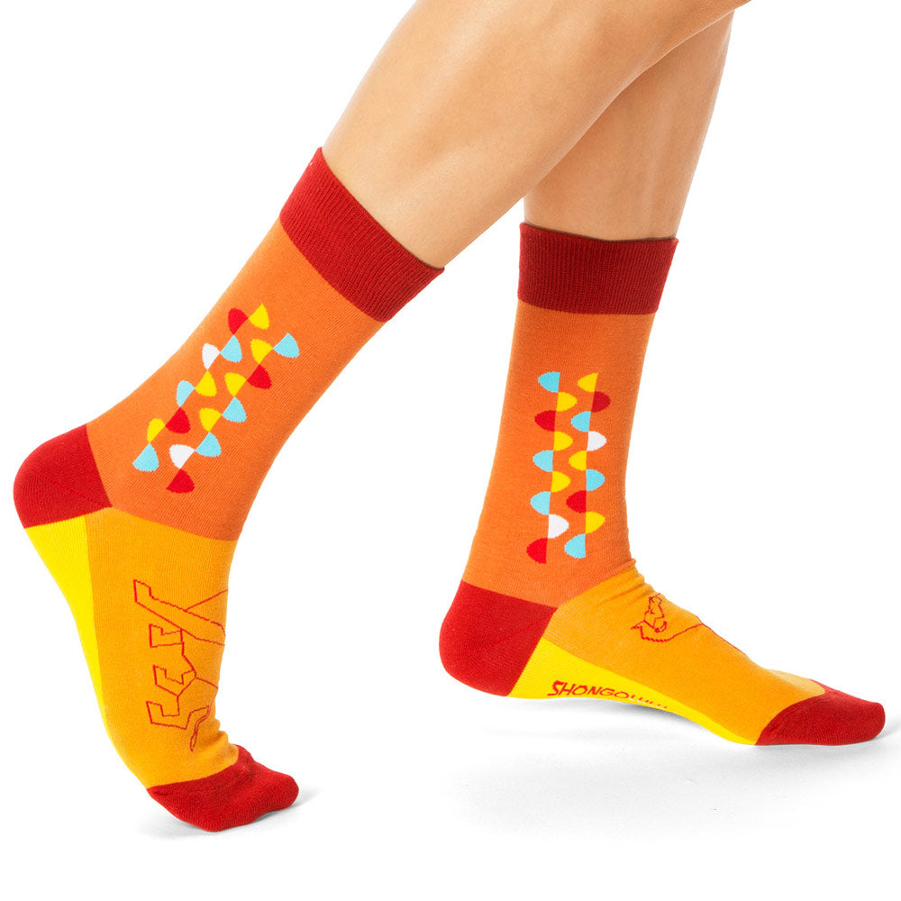 Lion Waves Red Orange & Yellow Socks for Women & Girls