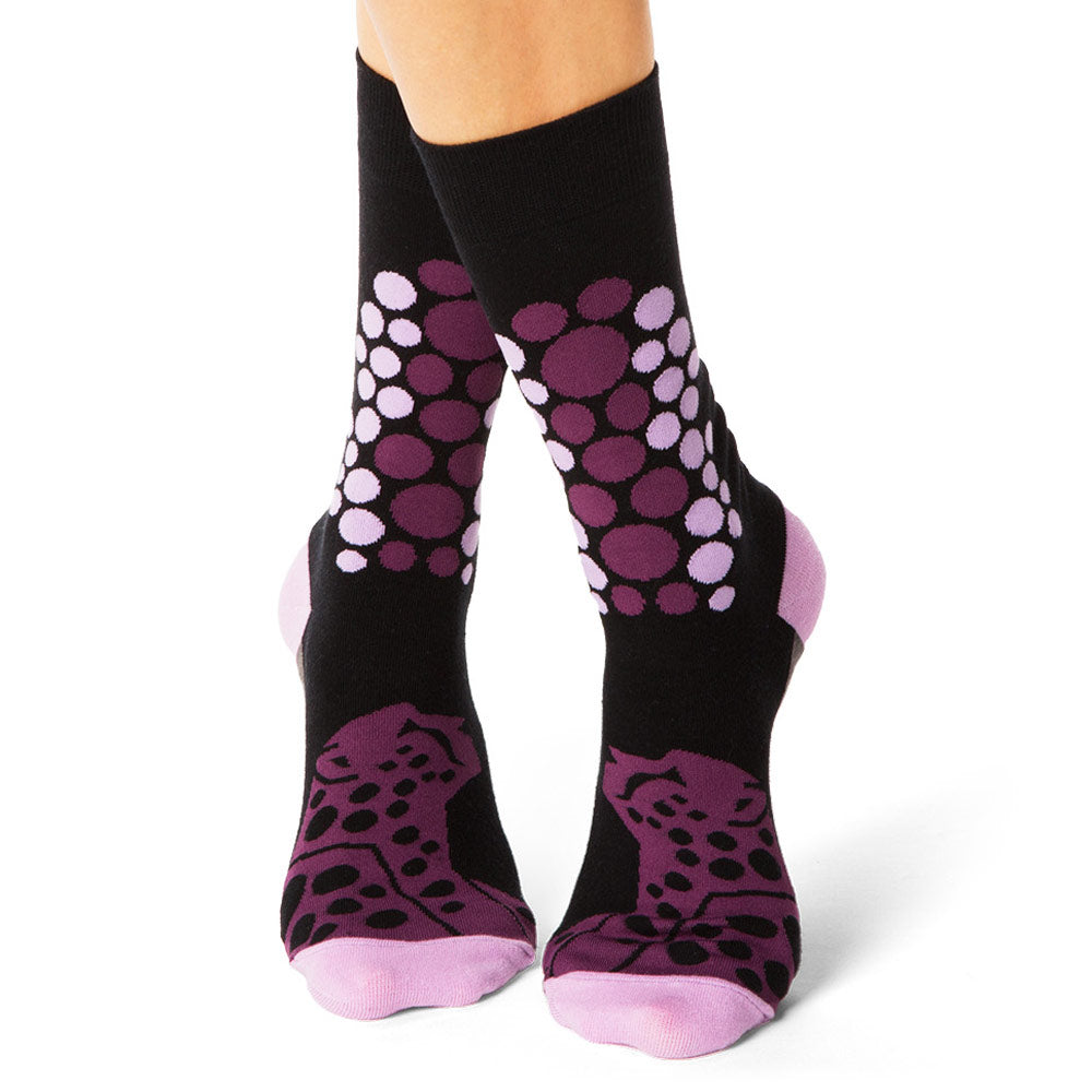Cheetah Pattern  Socks in Purple & Black