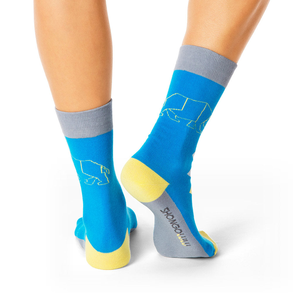 Rhino Argyle Socks in Blue Yellow & Grey for Women & Girls