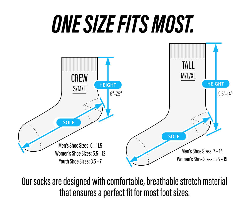 crew sock - Shongolulu - size chart