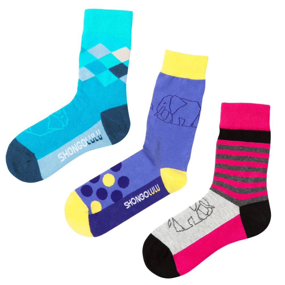 Women’s Elephant Print Crew Socks – 3-Pack