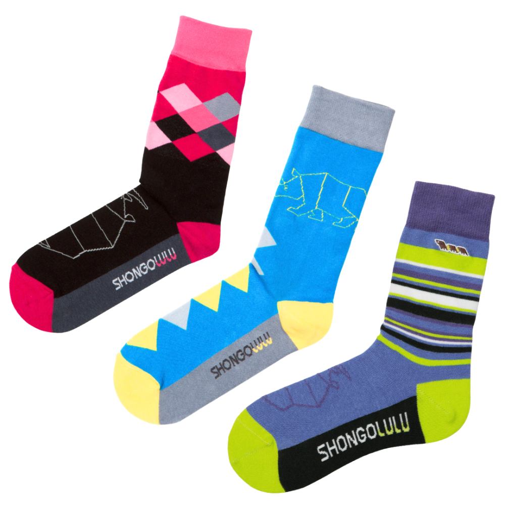 Women’s Rhino Print Crew Socks 3-Pack