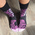 Cheetah Pattern Crew Socks in Purple & Black