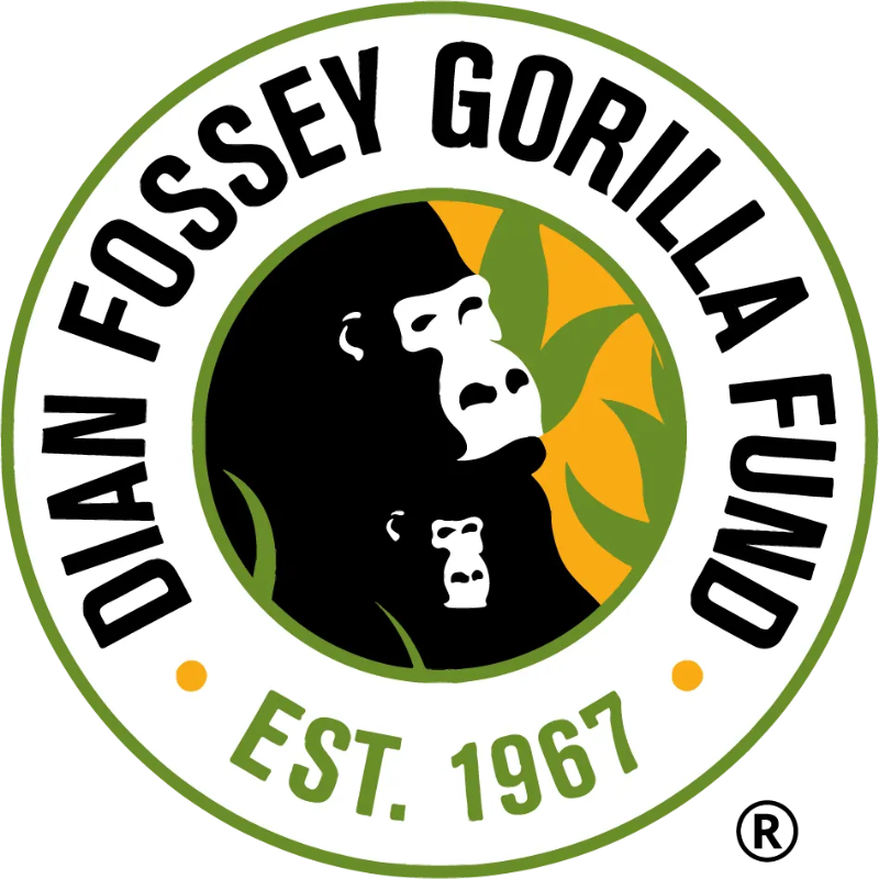Logo of the Dian Fossey Gorilla Fund with a gorilla illustration.
