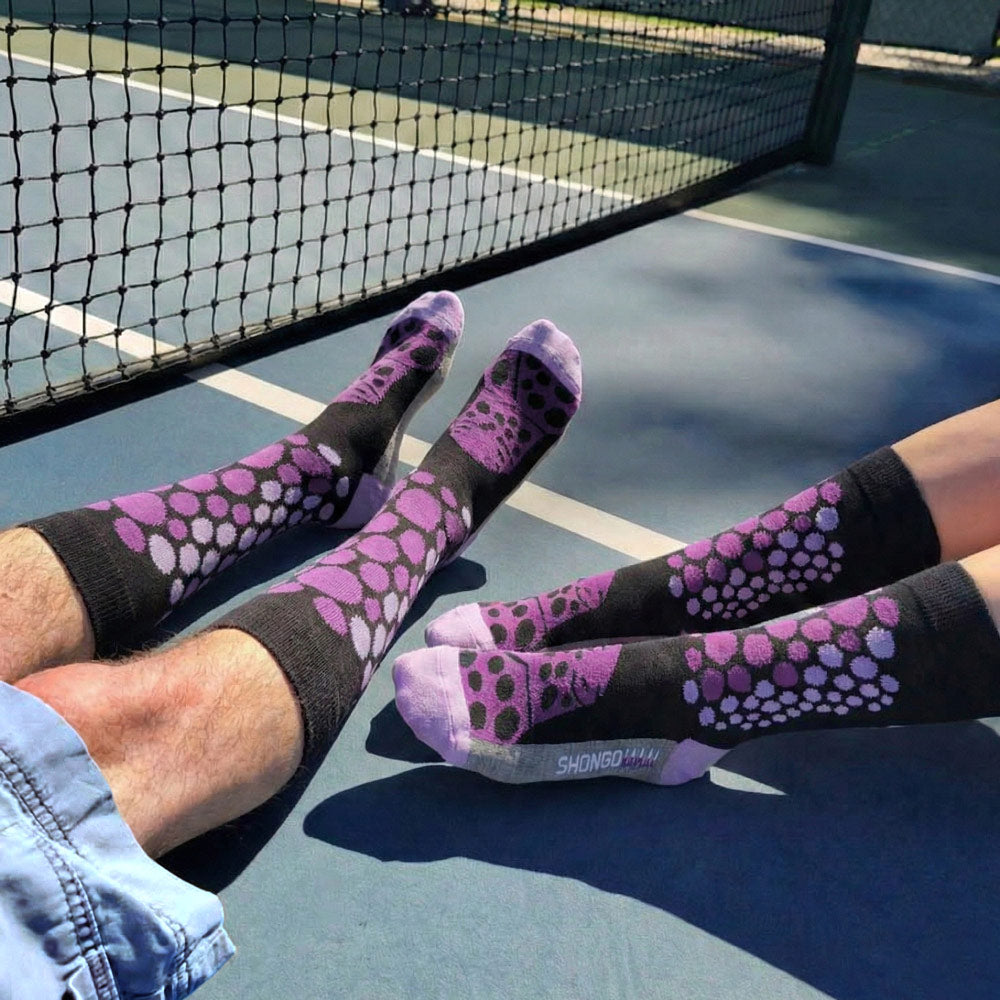 his and hers purple cheetah print socks