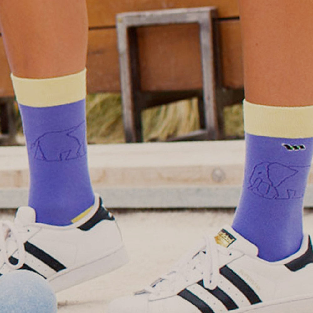 Elephant Blue & Yellow Spots Crew Socks - Shongolulu