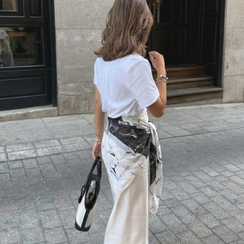 Shongolulu Antelope scarf worn around woman's waist