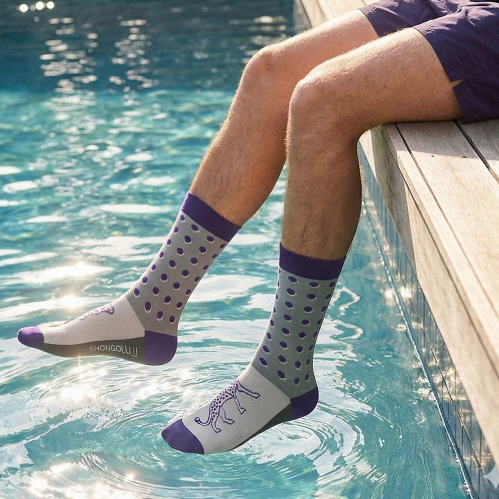 Cheetah Print Purple Spotted Socks