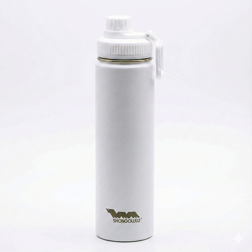 White water bottle with Shongolulu logo on a white background