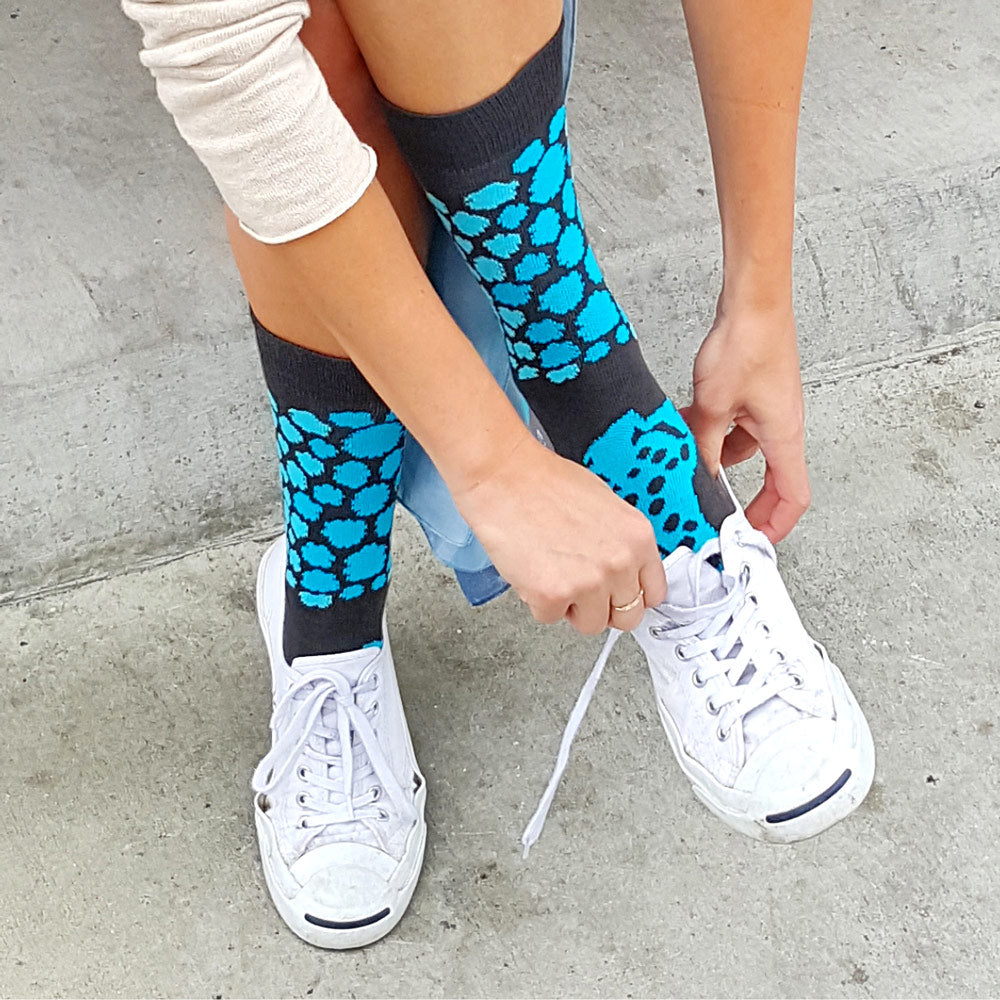 cheetah print socks in teal