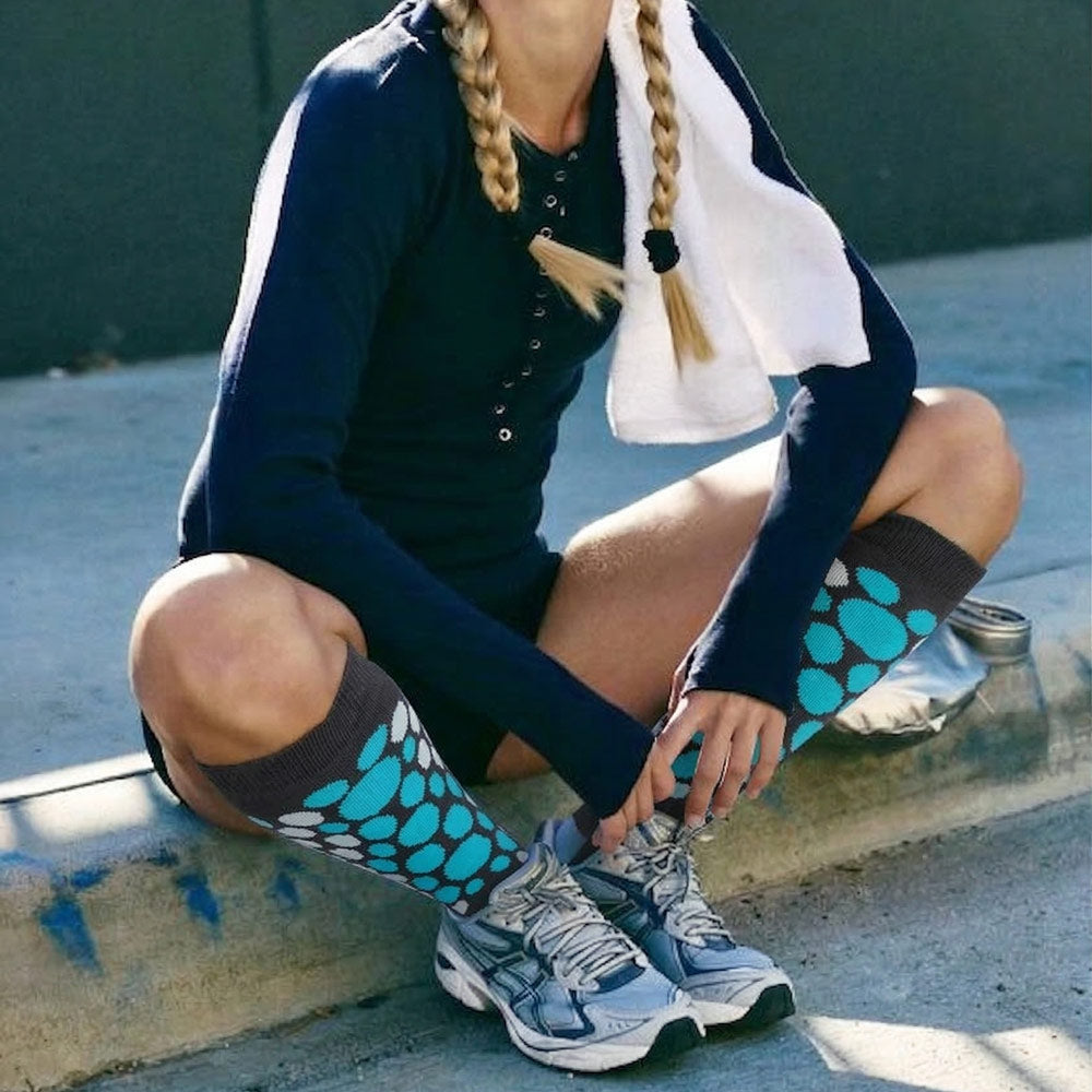 Cheetah Pattern Teal & Black Tall Socks