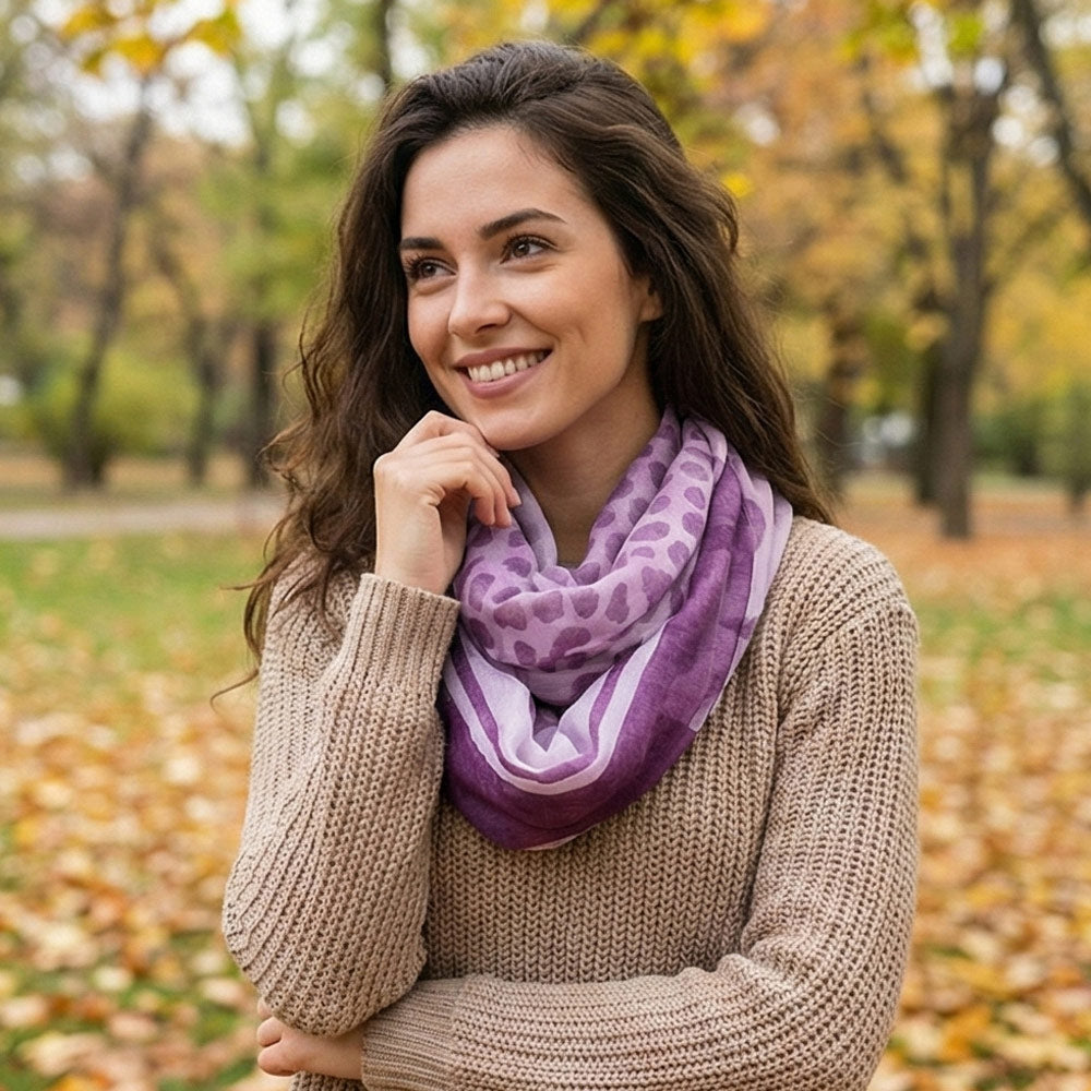 young woman wearing the Shongolulu cheetah scarf